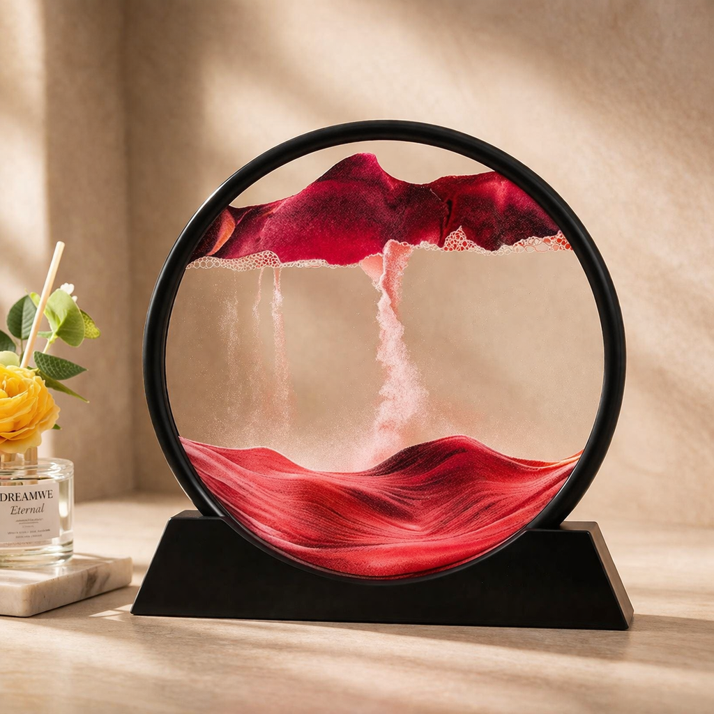 Round 3D Moving Sand Art – Modern Calming Home Decor
