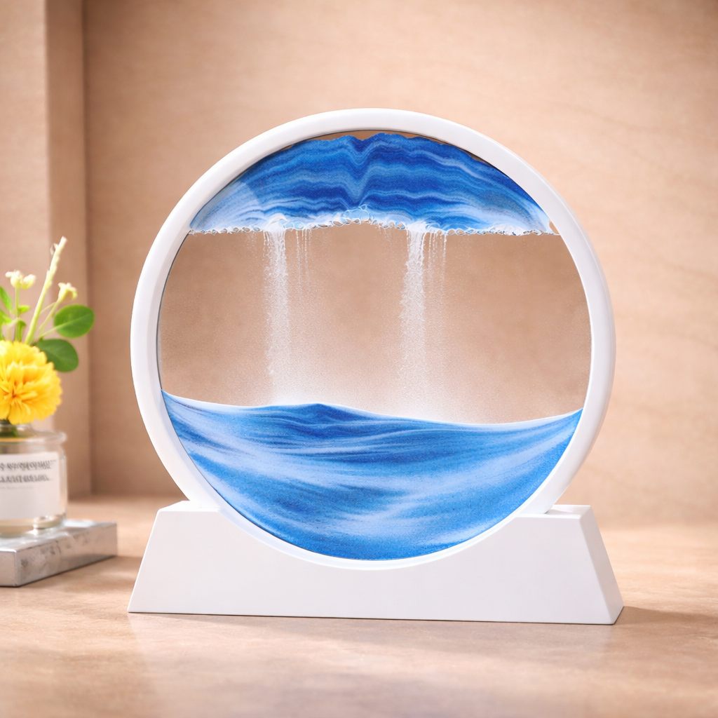 Round 3D Moving Sand Art – Modern Calming Home Decor