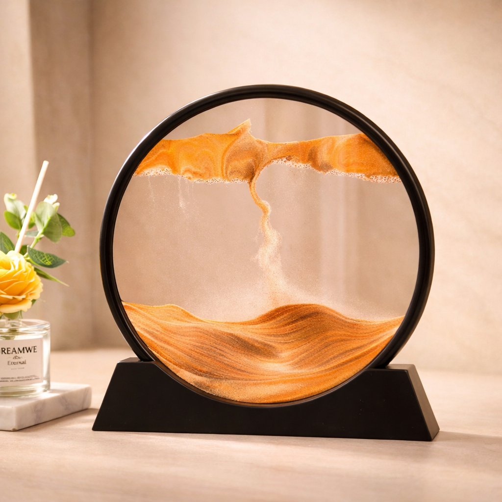 Round 3D Moving Sand Art – Modern Calming Home Decor