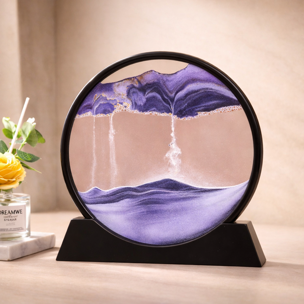 Round 3D Moving Sand Art – Modern Calming Home Decor